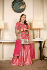 Coral Pink Angrakha with Gharara
